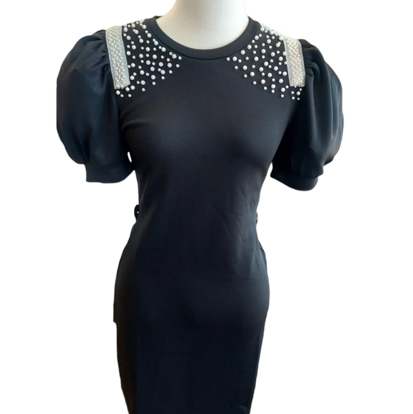 Black jersey Pearl Dress - Picture 1 of 4